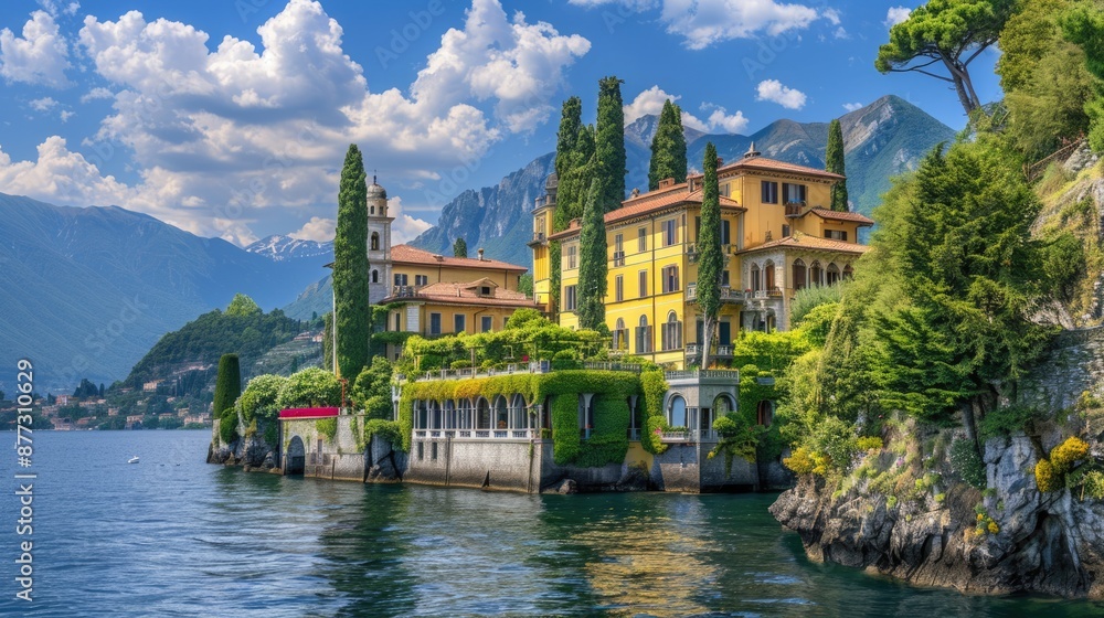 Fototapeta premium Villa Italian. Beautiful Villa Monastero by the Shores of Lake Como in Lombardy