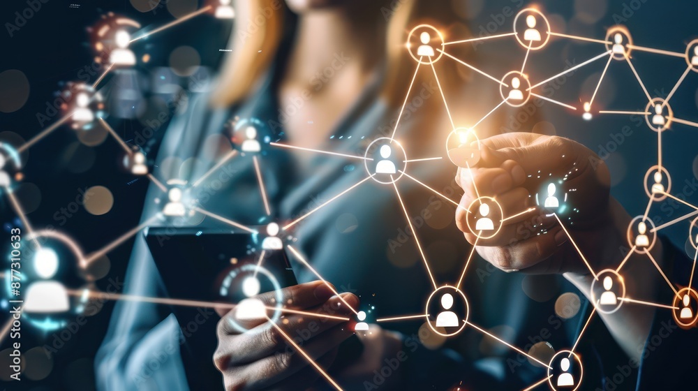 Social networking event with people exchanging contact information Social networking event with people exchanging contact information