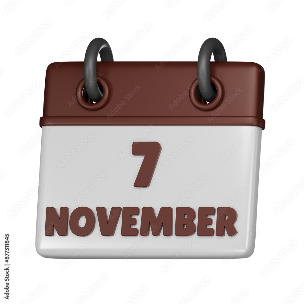 7 November calendar 3d icon 7 November calendar 3d icon