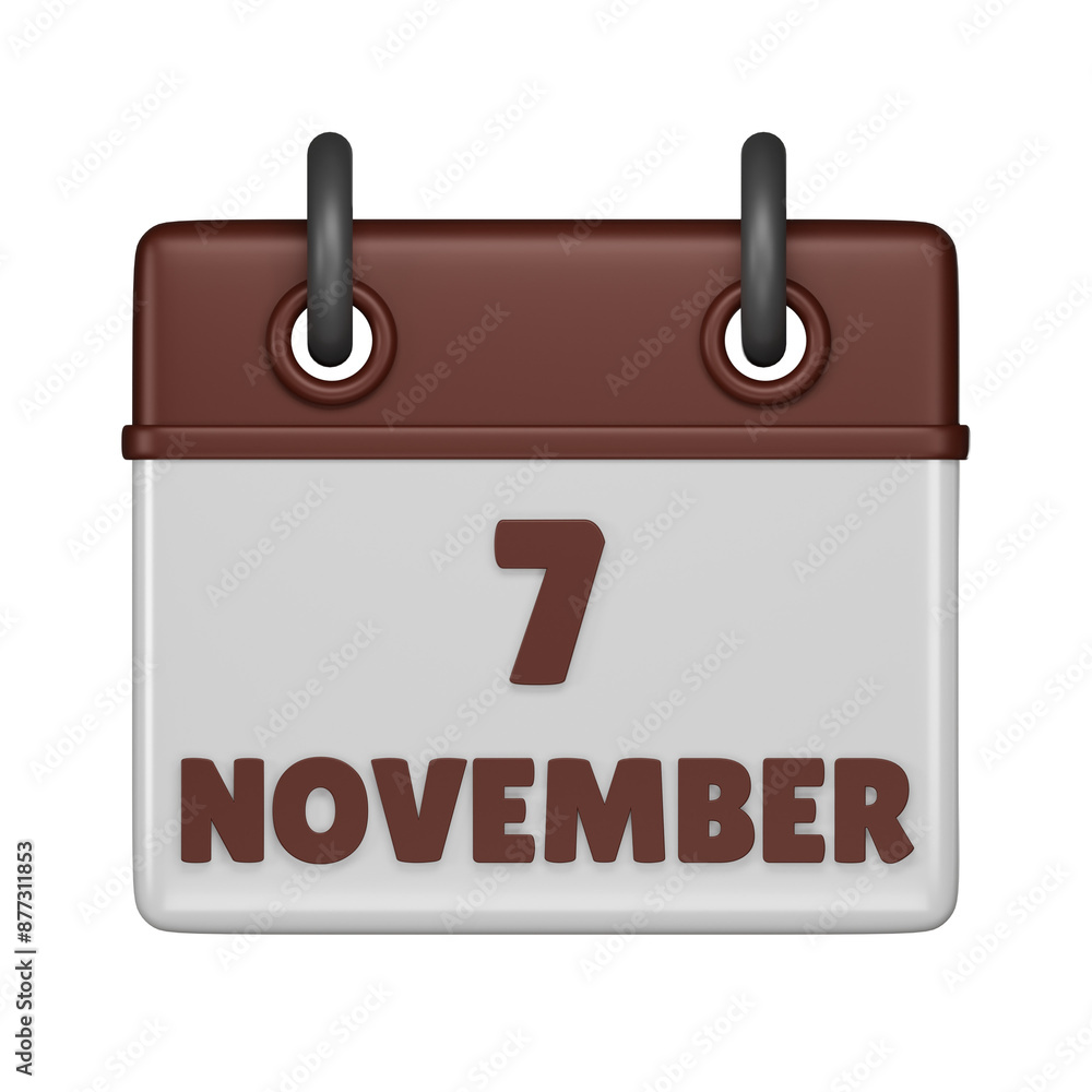 7 November calendar 3d icon 7 November calendar 3d icon