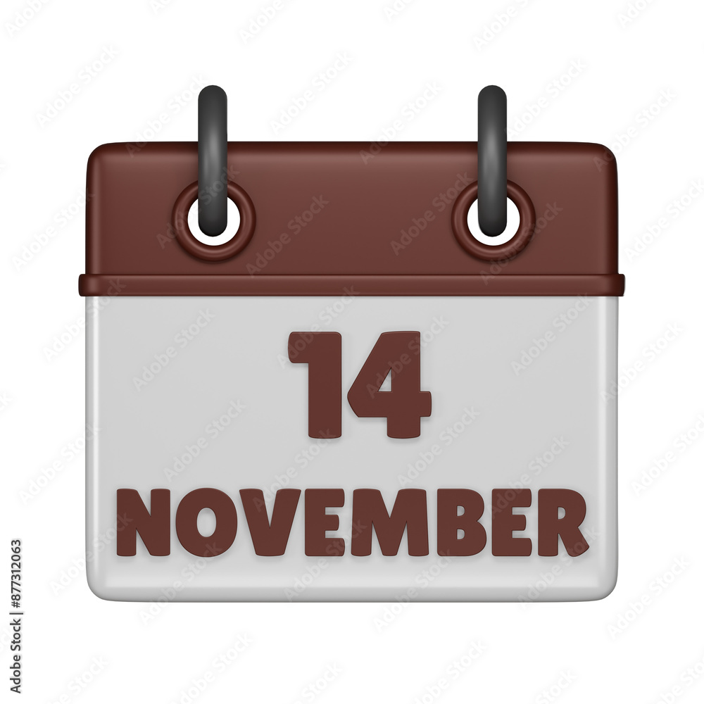 14 November calendar 3d icon 14 November calendar 3d icon