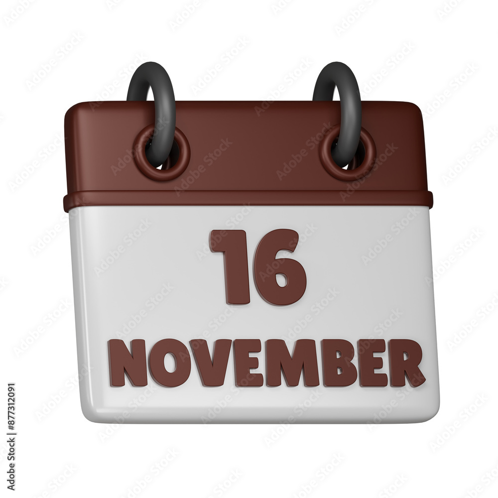 16 November calendar 3d icon 16 November calendar 3d icon
