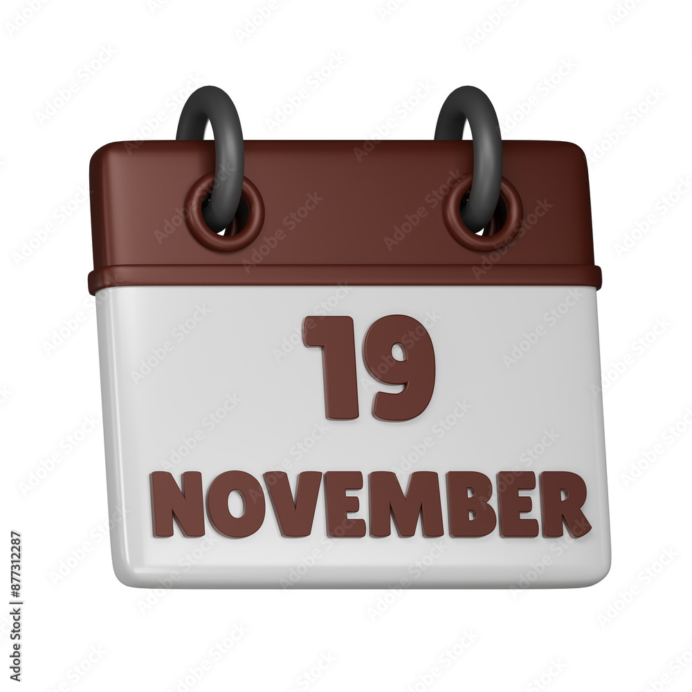 19 November calendar 3d icon 19 November calendar 3d icon