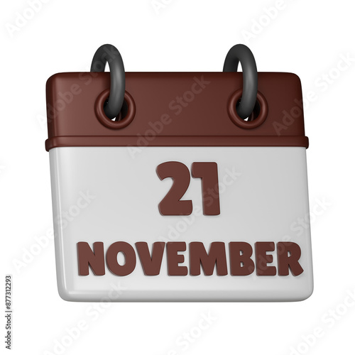 21 November calendar 3d icon