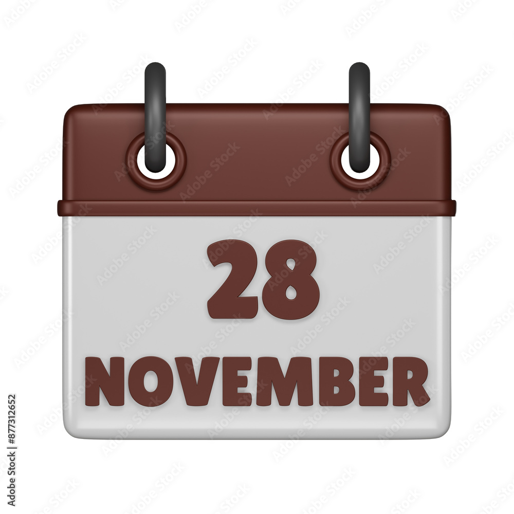 28 November calendar 3d icon