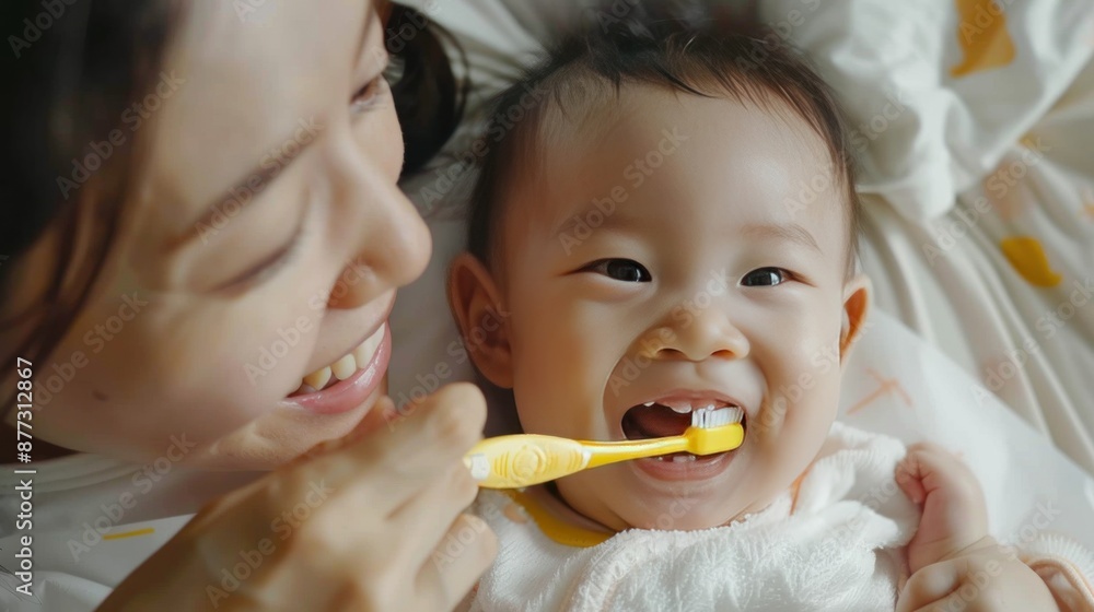Mother Brushing Baby's Teeth