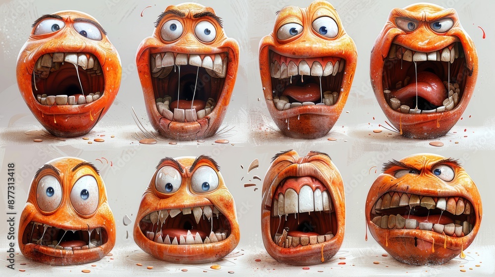 A neat set of comic retro faces, different types of characters with ...