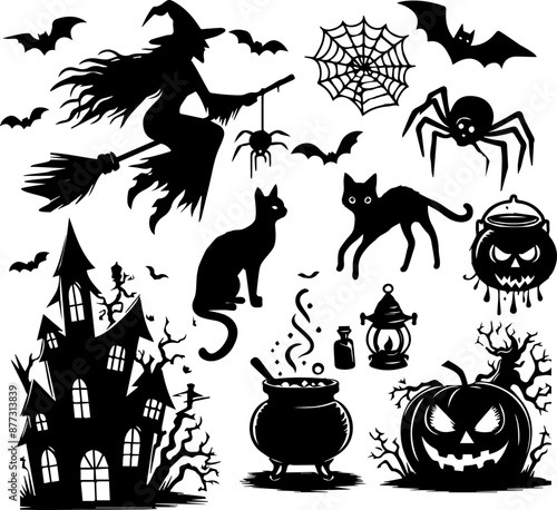 set of halloween elements