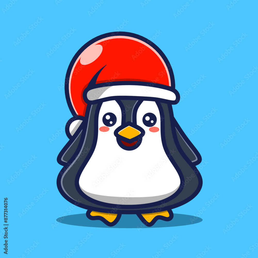 Naklejka premium Cute cartoon penguin santa