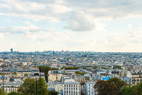 Paris, France - Montmartre hill and city sunset