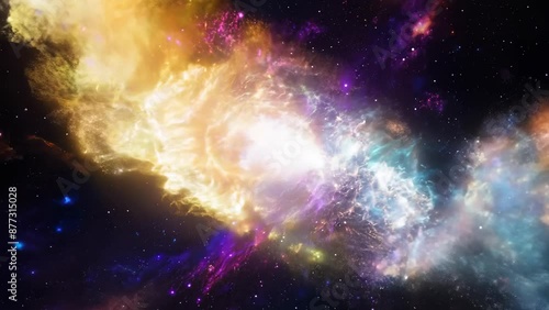 Experience a mesmerizing supernova explosion in vivid colors, revealing intricate cosmic dust and gas patterns in a deep space nebula