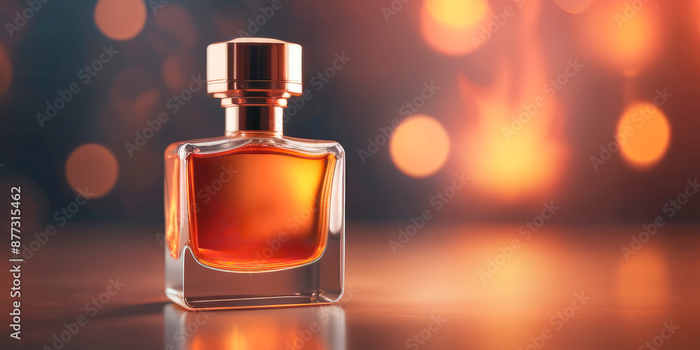 a bottle of perfume on a background of fire heat a bottle of perfume on a background of fire heat