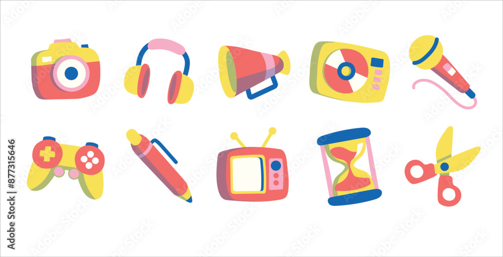 Vector Playfull 80's Item Illustration Set Vector Playfull 80's Item Illustration Set