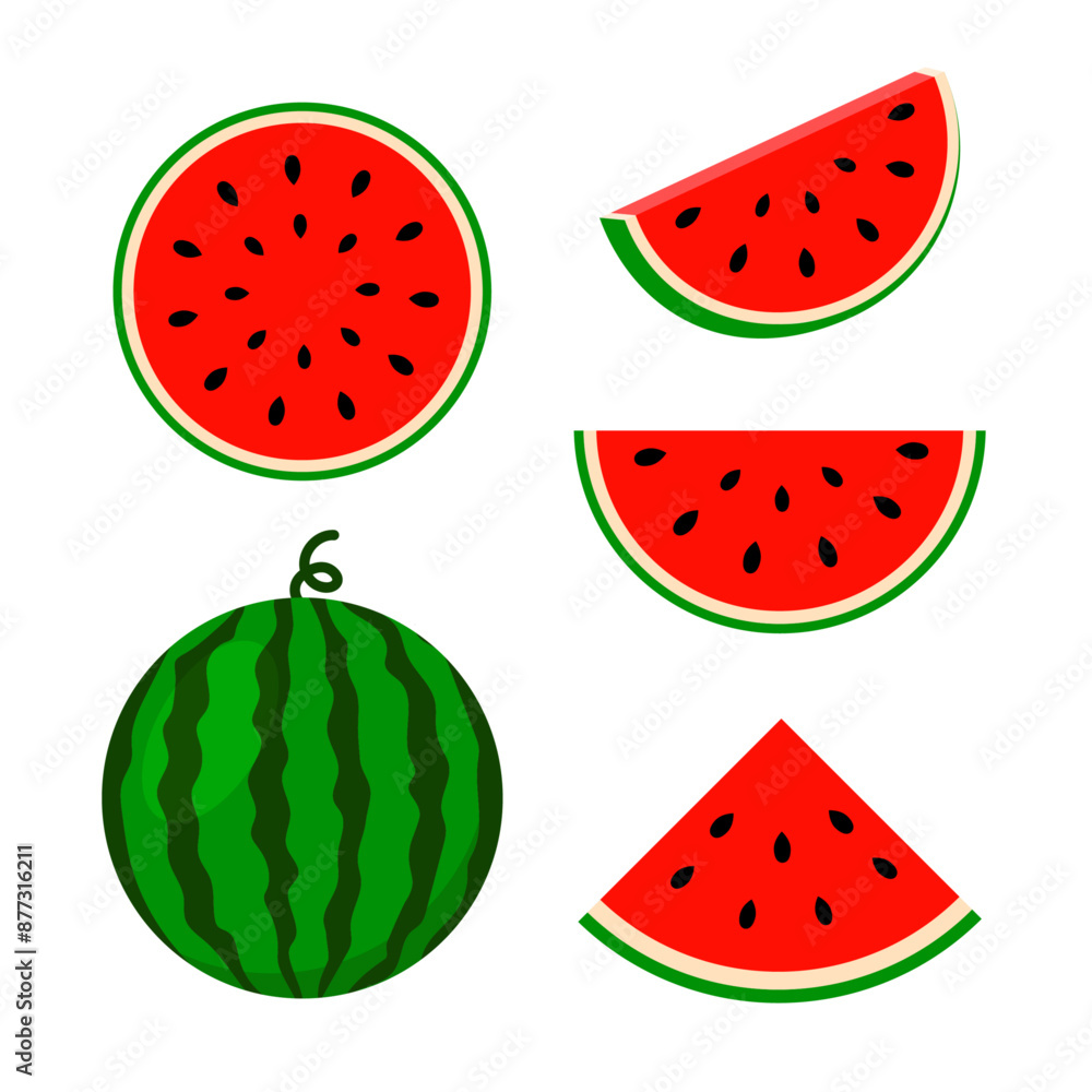 Watermelon illustrations set Watermelon illustrations set
