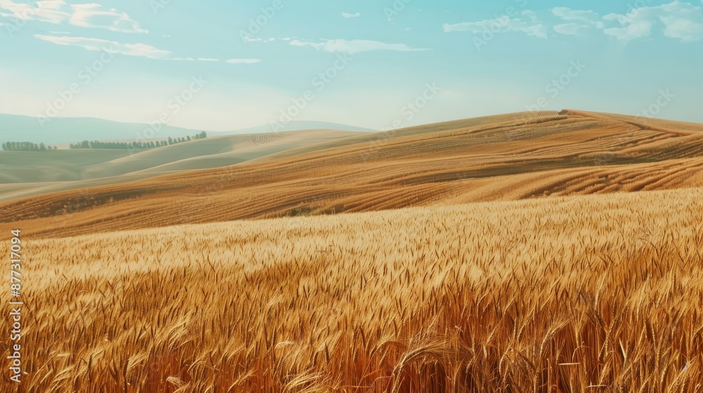Obraz premium vast expanses of wheat fields rolling over hills 