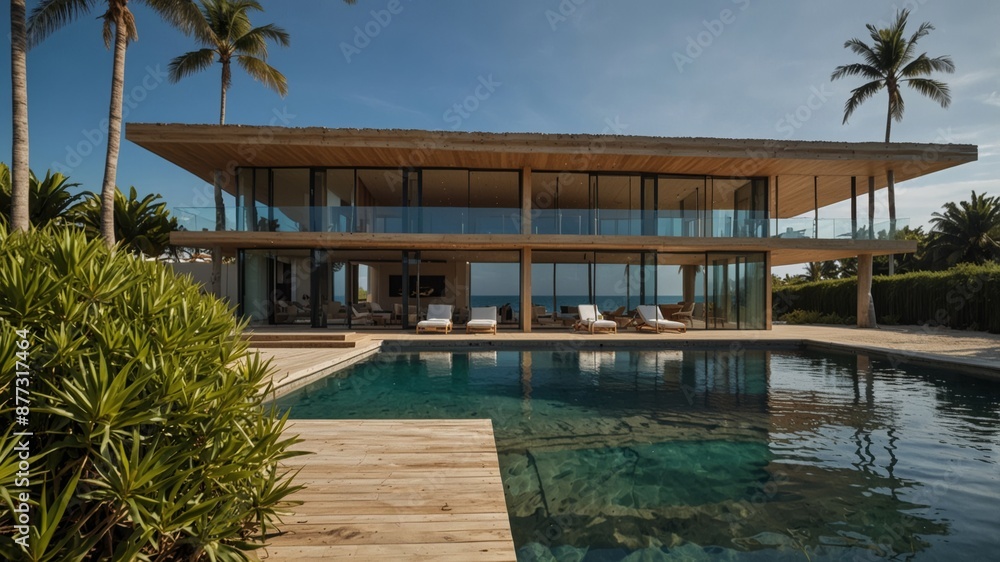 Minimalist Beach House with Coconut Trees Minimalist Beach House with Coconut Trees