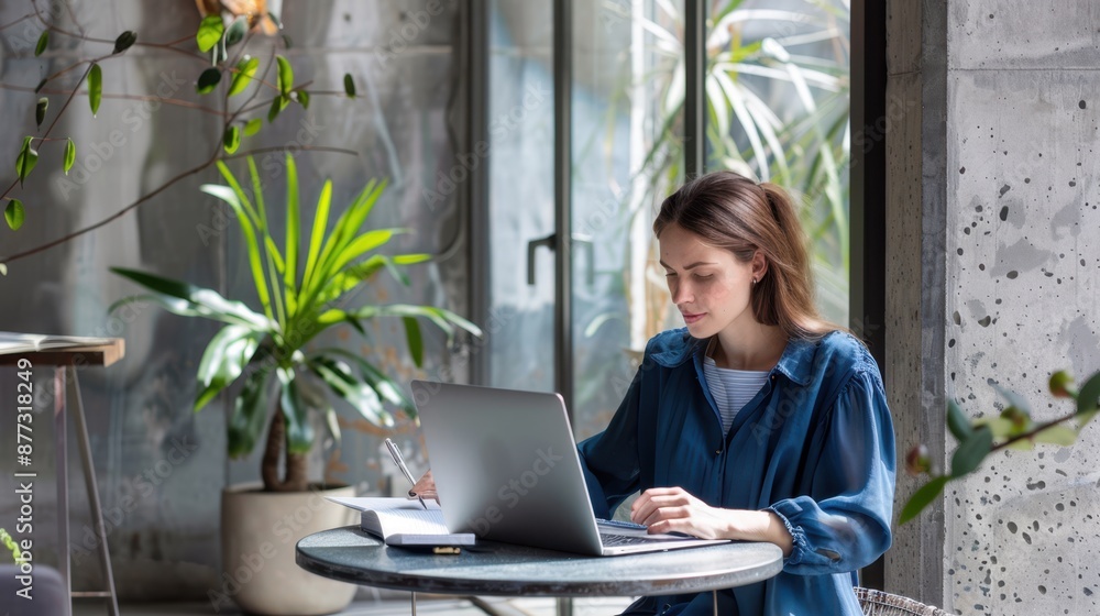The woman using laptop The woman using laptop