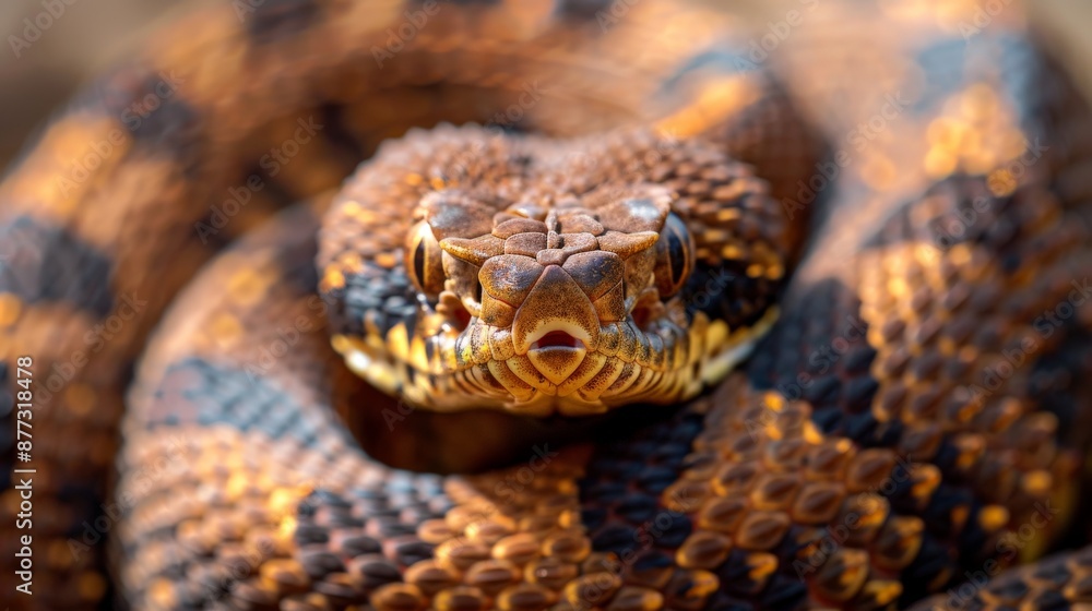 Photo of a venomous snake, close-up. Photo of a venomous snake, close-up.