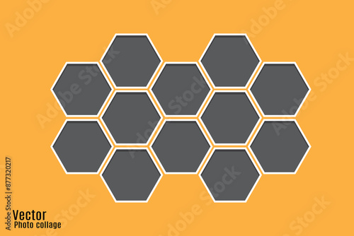 polygon photo collage template yellow background