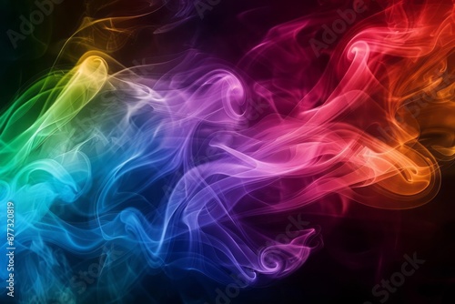Burst of rainbow colored smoke with tendrils spreading out in all directions explosive and energetic nature of the pattern