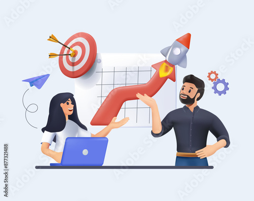 Launching advertising campaign isolated cartoon 3D vector illustration. Agency worker meeting client, customer briefing