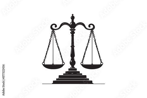 Justice scale silhouette. classic justice balance scales silhouette