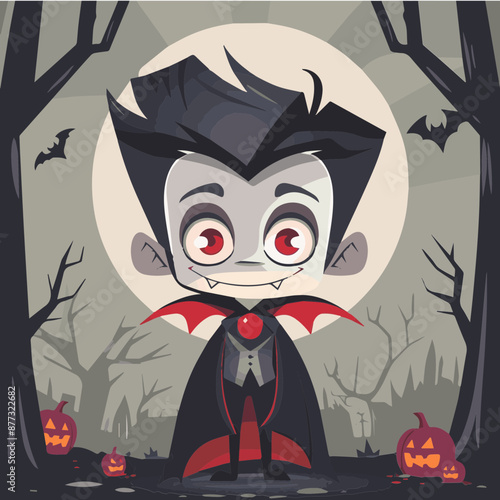 Cute Cartoon Halloween Vamp...