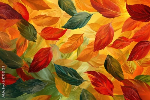 Wallpaper Mural Colorful autumn leaves on a vibrant background, symbolizing the beauty of fall. Perfect for seasonal themes and nature-related projects. Torontodigital.ca