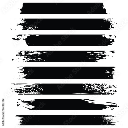 Collection of black grunge brush stroke banner