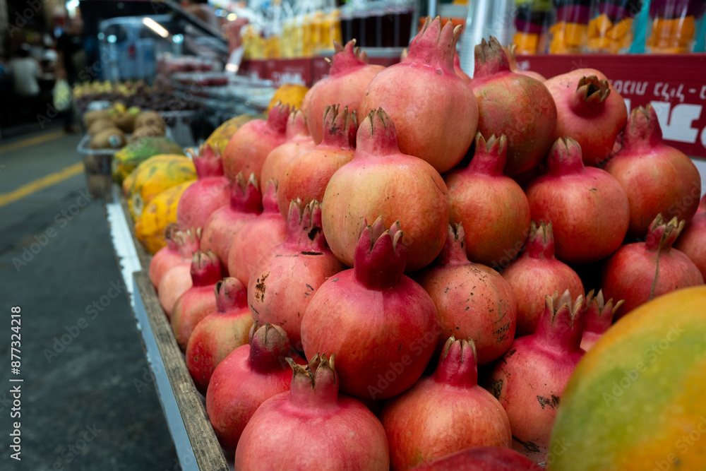 Stack of pomegranates in old city Jerusalem market, Israel Stack of pomegranates in old city Jerusalem market, Israel