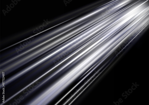 Light trail wave, fire path trace line and effect curve twirl. Neon motion effect. White special effect,speed police line. Road Magic of moving fast lines. Line of light on a black background.