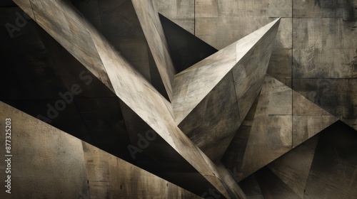 Wallpaper Mural Abstract Geometric Concrete Wall Composition with Triangular Shapes Torontodigital.ca