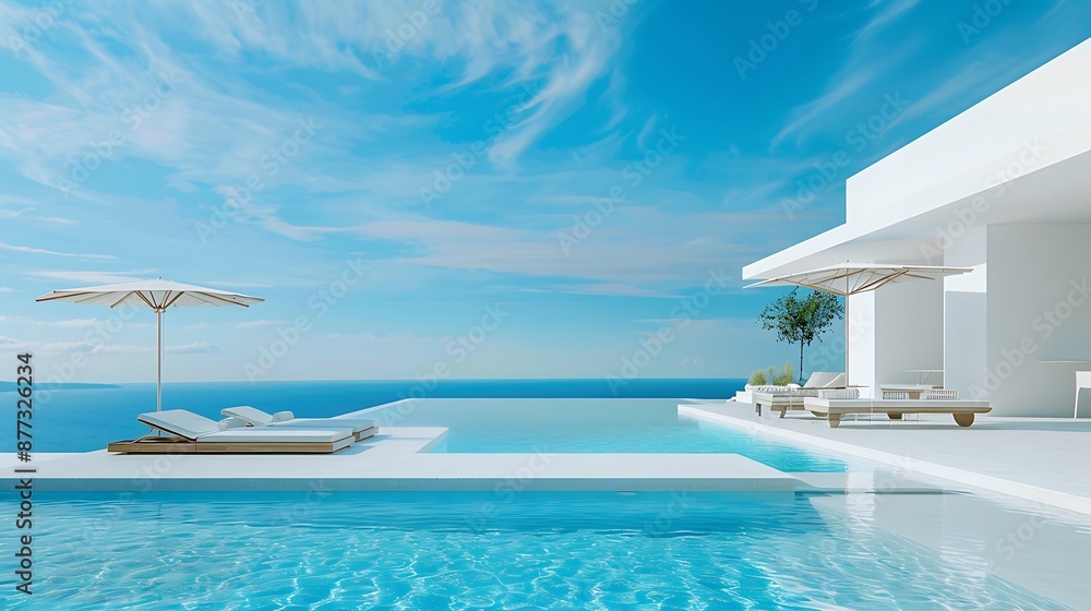 Fototapeta premium Modern Poolside Villa with Ocean Views