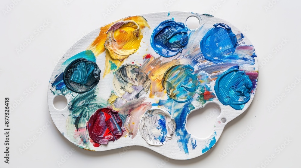 Artist's Palette with Mixed Paint Colors - Top View Artist's Palette with Mixed Paint Colors - Top View