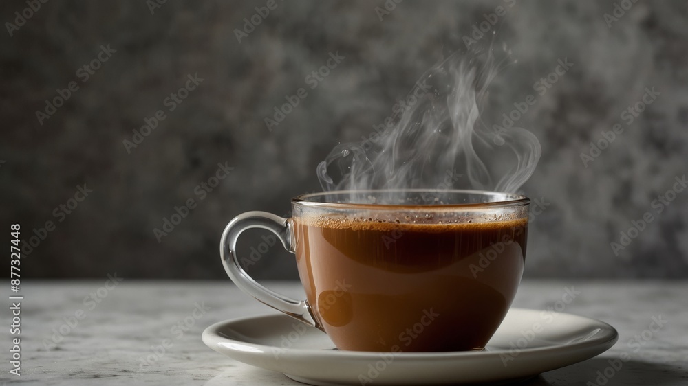 Steaming Espresso on Marble Coaster Steaming Espresso on Marble Coaster