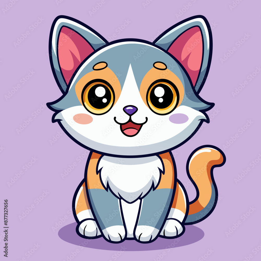 Obraz premium Cat vector illustration, animal isolated on white, pet silhouette, cat vector art