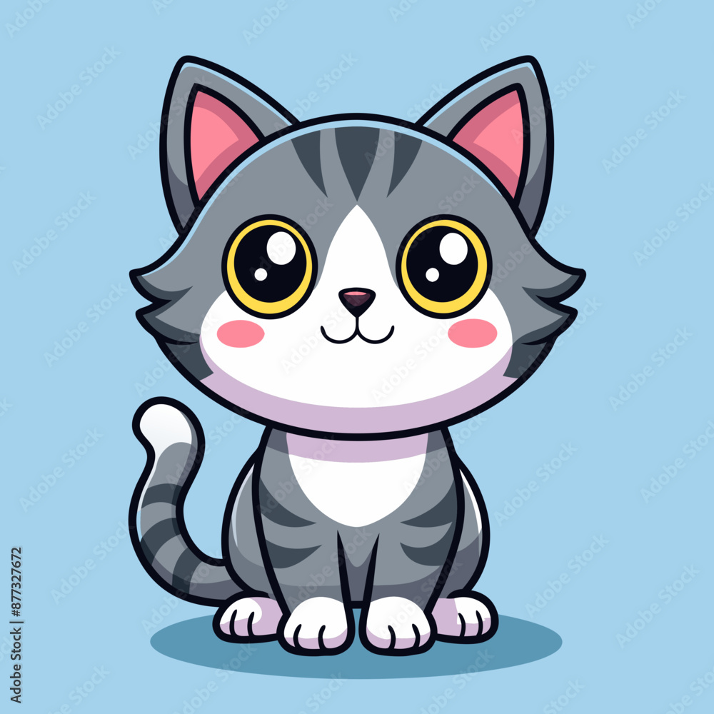 Obraz premium Cat vector illustration, animal isolated on white, pet silhouette, cat vector art