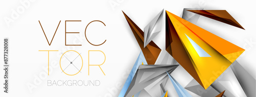 Minimal geometric abstract background. Low poly dynamic triangle design. Trendy techno business template for wallpaper, banner, background or landing