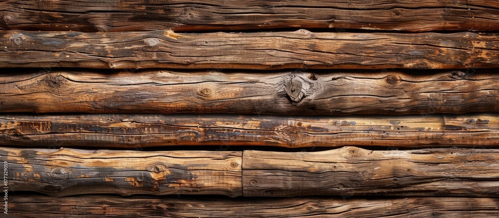 Rustic background of an old hand hewn log cabin wall texture with a wooden horizontal layout for a copy space image Rustic background of an old hand hewn log cabin wall texture with a wooden horizontal layout for a copy space image