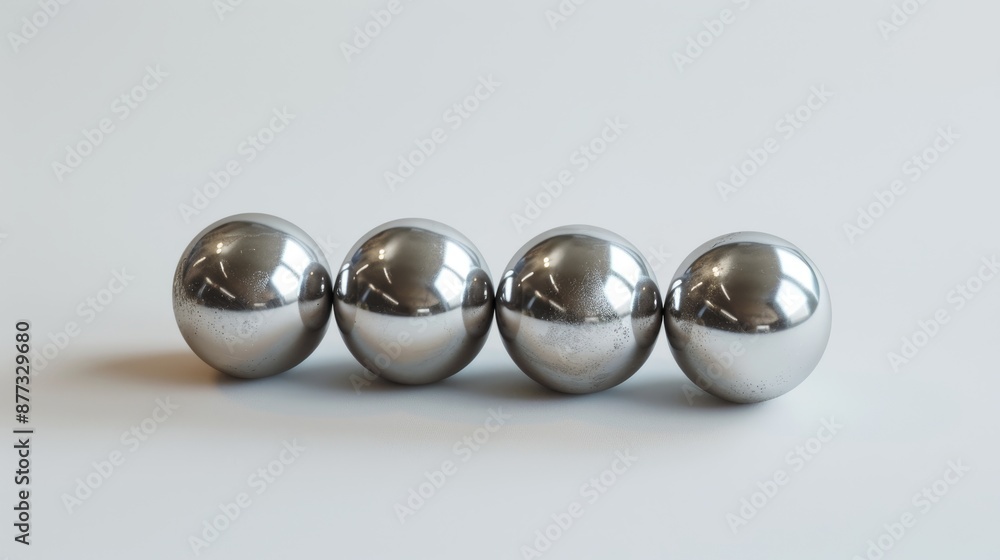 Minimalist Row of Four Shiny Silver Balls Minimalist Row of Four Shiny Silver Balls