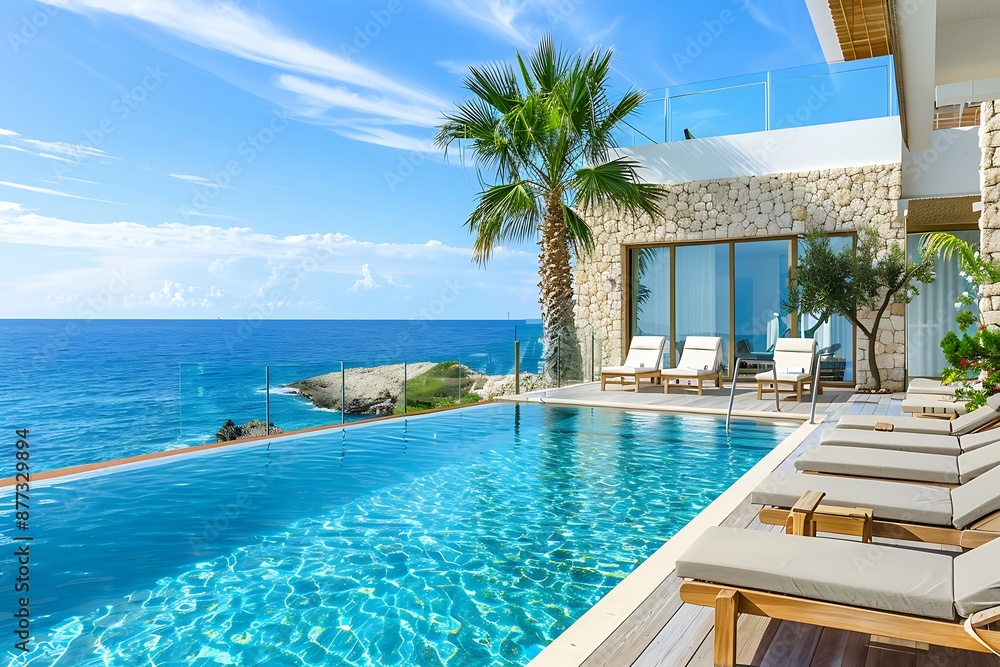 Fototapeta premium Luxury Villa with Infinity Pool and Ocean Views