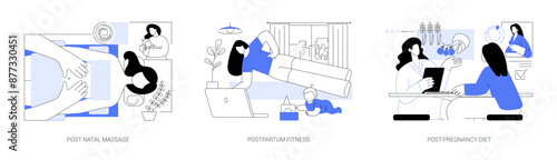 Post-pregnancy service isolated cartoon vector illustrations se