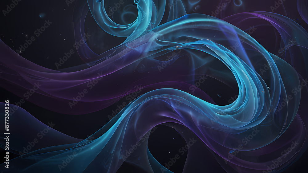 Obraz premium abstract illustration background featuring elegant and flowing smoke swirls in varying shades of blue and purple.