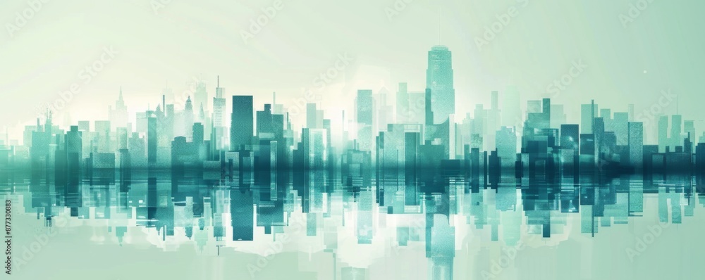 Obraz premium Abstract Vector Illustration, Futuristic green Urban city Landscape with Advanced Smart City Technology, de- urbanization concept, Graphic Resources, Wallpapers, Brochure, banner design, Advertising, 