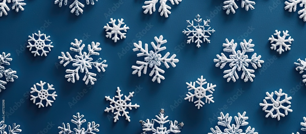 Overhead flat lay of a Christmas snowflake pattern showcasing a copy space image Overhead flat lay of a Christmas snowflake pattern showcasing a copy space image