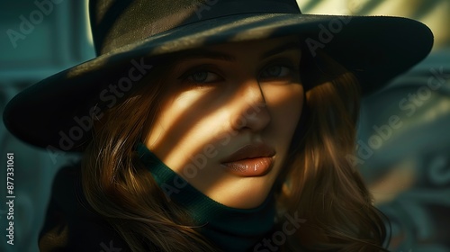 Closeup Portrait of Woman in Sun Hat