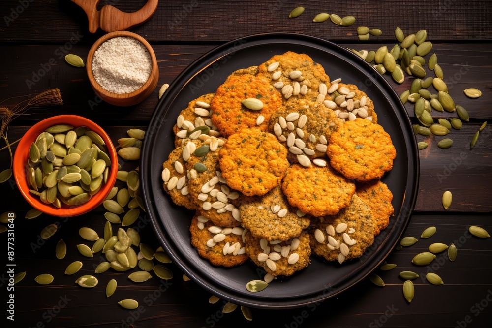 Pumpkin Seeds Cookies, Pepita Grains Biscuit, Healthy Cereal Crackers, Homemade Pumpkin Seed Cookie Pumpkin Seeds Cookies, Pepita Grains Biscuit, Healthy Cereal Crackers, Homemade Pumpkin Seed Cookie