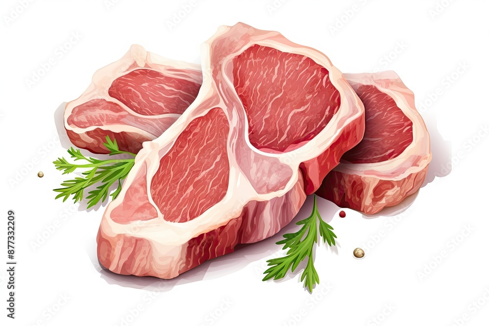 Raw Lamb Chops or Mutton Cuts Illustration, Fresh Sheep Meat Cutlet on Bone Cut Out Closeup Isolated Raw Lamb Chops or Mutton Cuts Illustration, Fresh Sheep Meat Cutlet on Bone Cut Out Closeup Isolated