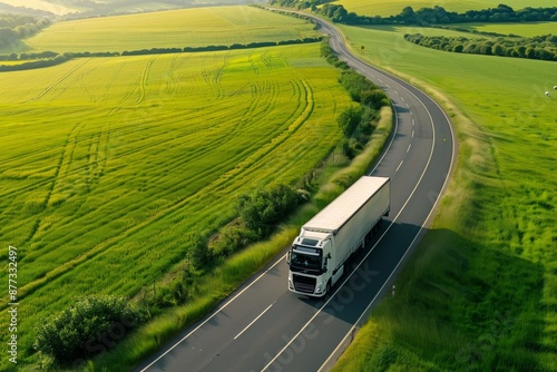 Wallpaper Mural White Semi-Truck on a Winding Country Road Torontodigital.ca