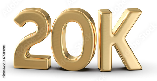 20k Followers Gold Number 3D Render